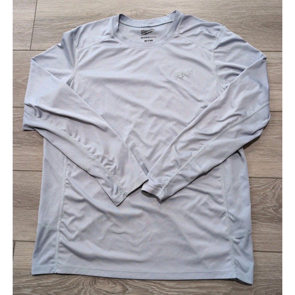 MILWAUKEE WORKSKIN LONG SLEEVE GRAY PERFORMANCE WORK SHIRT MENS SIZE XL EUC